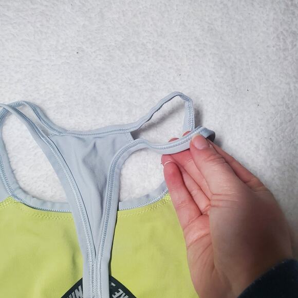 Nike Women's Swoosh Colorblock Medium Support Sports Bra XS Blue Green Mesh - Picture 8 of 8